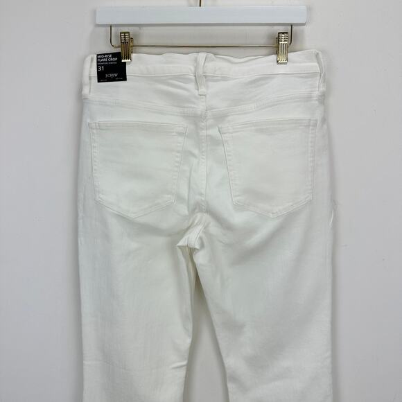 J.Crew Flare Crop White Jean Signature Stretch Denim Mid Rise Ankle US 31 NWT - Picture 9 of 14